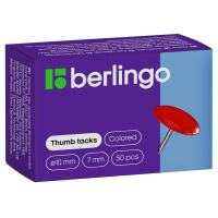 Кнопки канцелярские Berlingo цветные, 10мм, 50шт/уп, металлические
